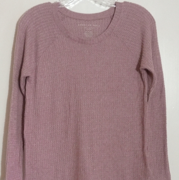 AEO soft and sexy plush scoop neck raglan waffle top women's size xsmall - Picture 1 of 8